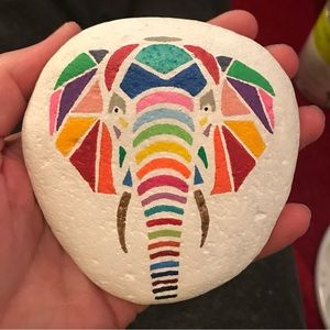 Hand-painted Geometrical Elephant Rock
